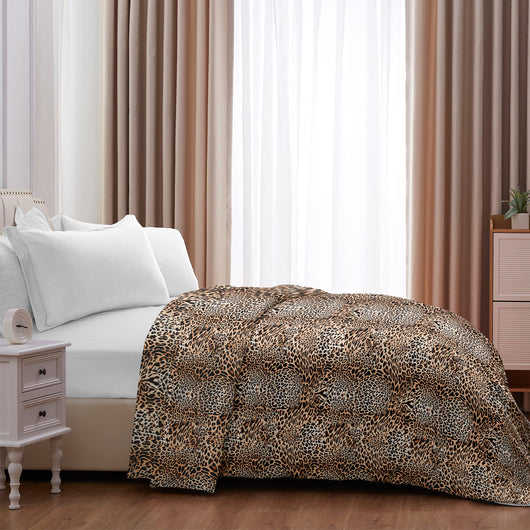 Trapunta Matrimoniale Invernale Stampata Piumino Caldo Piumone Prodotto Italiano Imbottitura Coperta Anallergica Traspirante - 10Leopard 