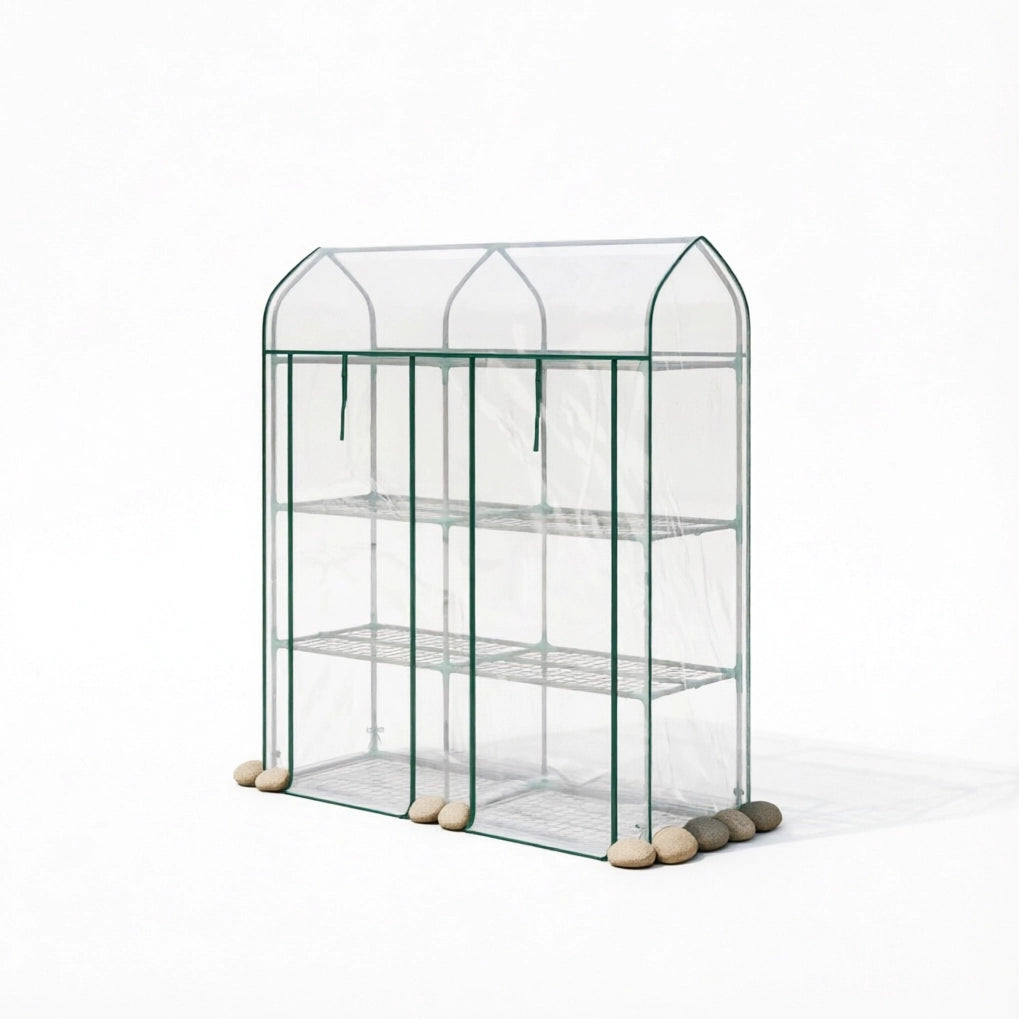 Serra da giardino trasparente 143x46x165 cm con 2 porte