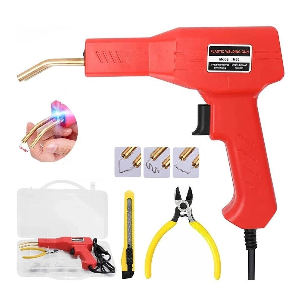Saldatore ad Aria calda per Riparare Plastica auto paraurti 50W con 200 Graffette e pinza