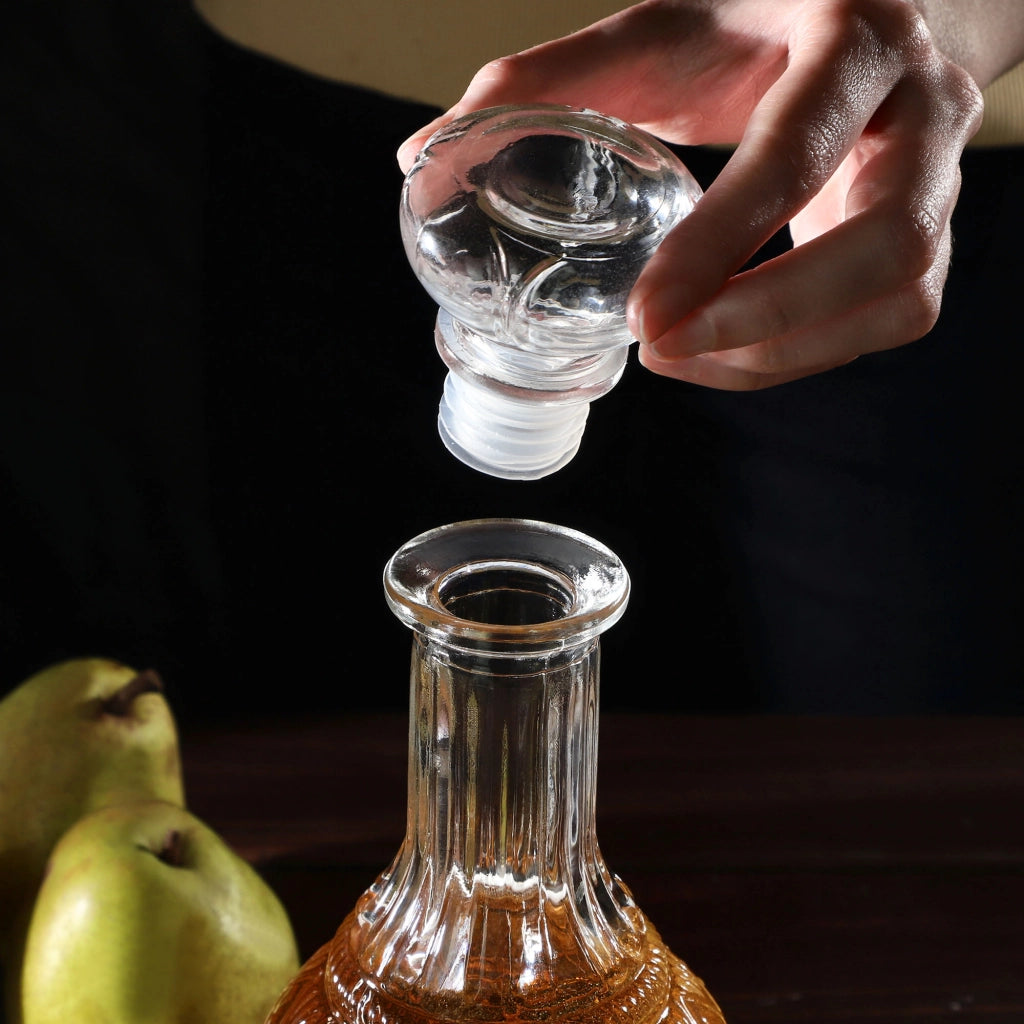 Caraffa per whisky KADAX, bottiglia in vetro cristallo da 1 litro con tappo di sughero, 2 pezzi