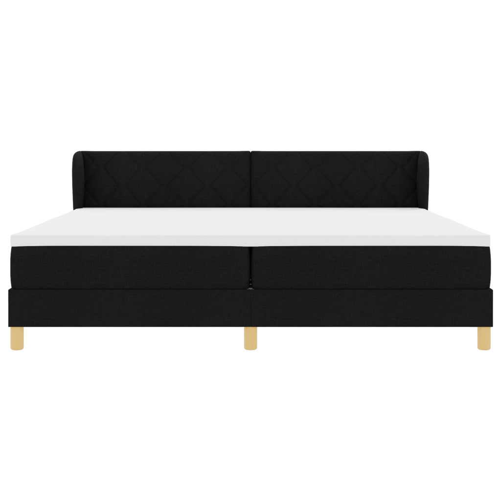 Letto Box Spring con Materasso - Nero, 200x200 cm, Tessuto