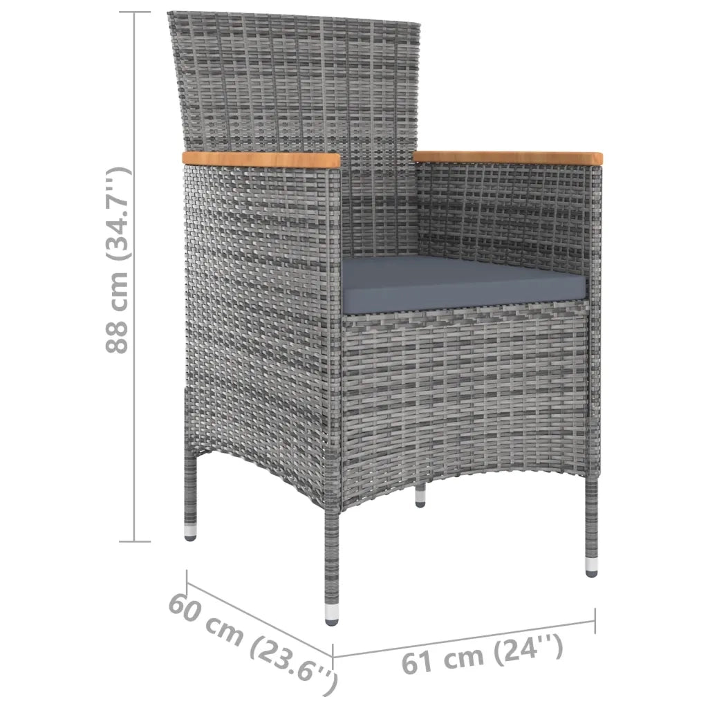 Set da Pranzo da Giardino 9 pz con Cuscini in Polyrattan Grigio cod mxl 42008