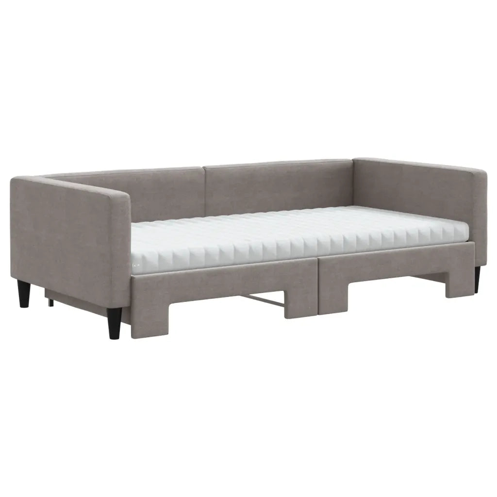 Divano Letto Estraibile con Materassi Tortora 100x200cm Tessuto 3196604