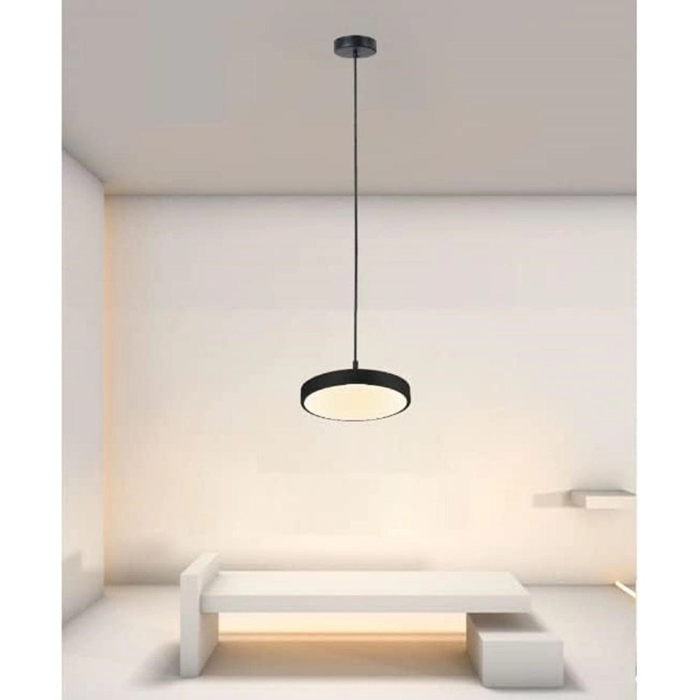 Trade Shop - Lampadario A Sospensione Led 40w Nero Cerchio Tondo Moderno Minimal Luce 4000k 32897 -