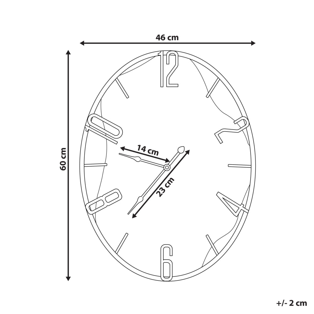Orologio da parete classico con struttura in ferro con forma ovale in legno chiaro e nero 46 x 60 cm camera da letto soggiorno