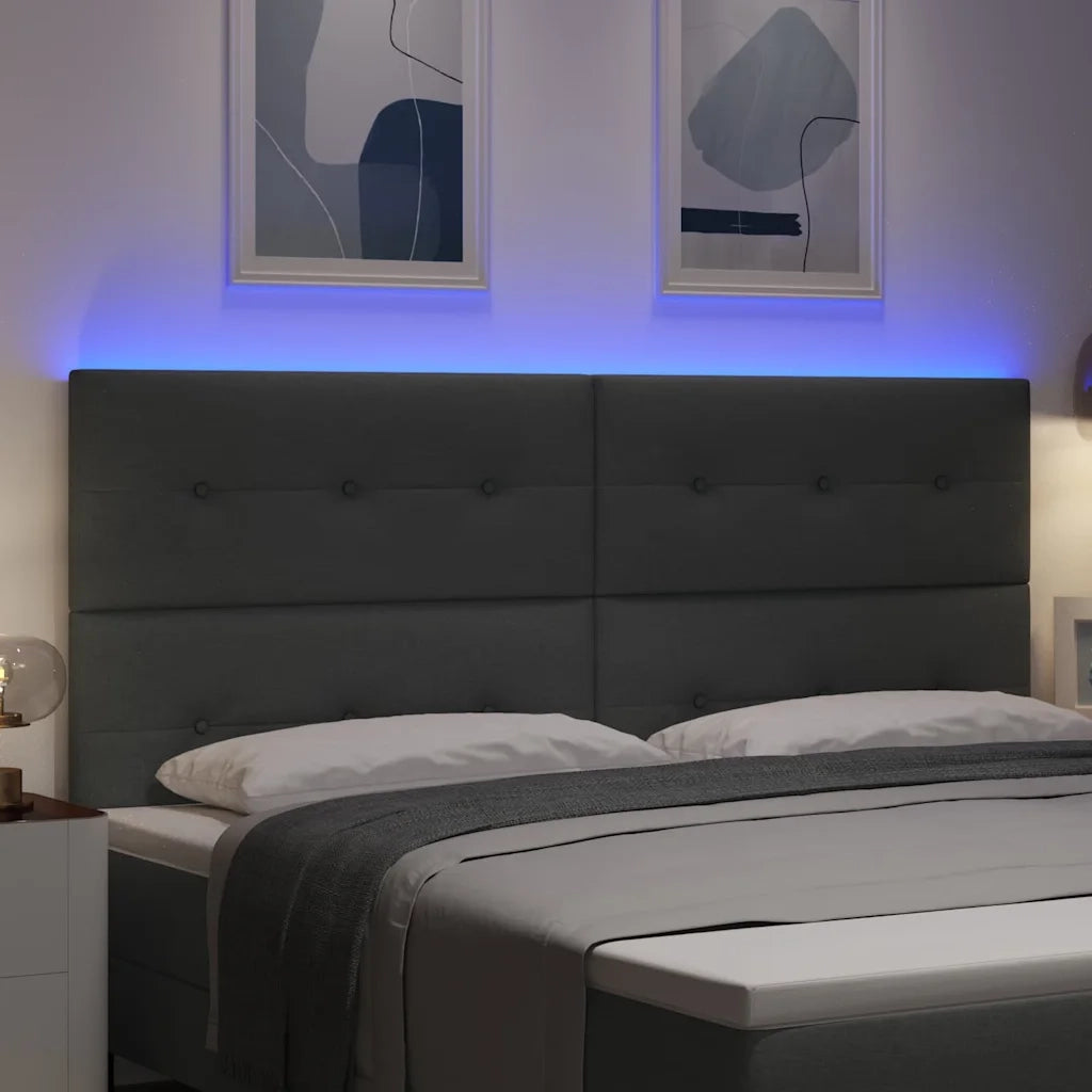 Testiera LED con testiera Grigio scuro 200 cm Poliestere 3338463