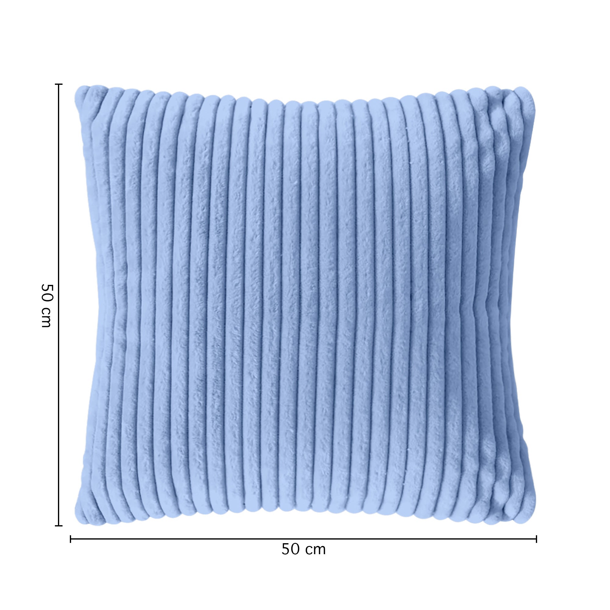 Cuscino In Ciniglia Quadrato Anima Compresa 50 x 50 Con Zip Fodera Moderna Super Morbido Per Divano Camera Letto Copri Cuscini Con Imbottitura - Azzurro