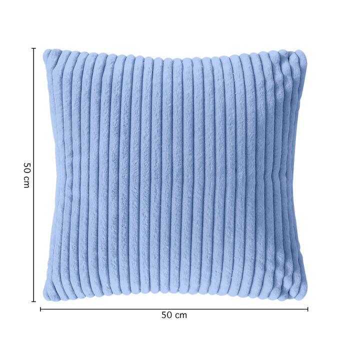 Cuscino In Ciniglia Quadrato Anima Compresa 50 x 50 Con Zip Fodera Moderna Super Morbido Per Divano Camera Letto Copri Cuscini Con Imbottitura - Azzurro