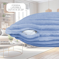 Cuscino In Ciniglia Quadrato Anima Compresa 50 x 50 Con Zip Fodera Moderna Super Morbido Per Divano Camera Letto Copri Cuscini Con Imbottitura - Azzurro