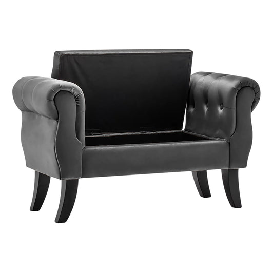 Divanetto In Velluto Panca Contenitore Pouf PortaOggetti Panca Sgabello A Pie Di Letto Cassapanca Ingresso Legno Massello Panchina - Stone