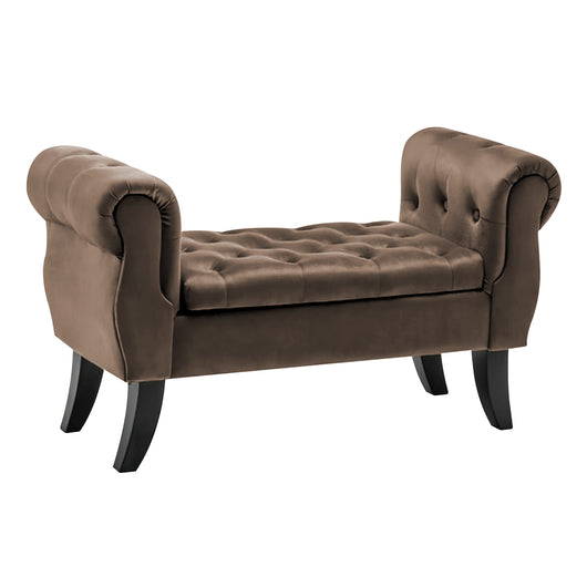 Divanetto In Velluto Panca Contenitore Pouf PortaOggetti Panca Sgabello A Pie Di Letto Cassapanca Ingresso Legno Massello Panchina - Testa di moro