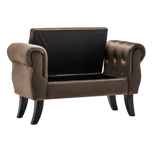 Divanetto In Velluto Panca Contenitore Pouf PortaOggetti Panca Sgabello A Pie Di Letto Cassapanca Ingresso Legno Massello Panchina - Testa di moro