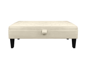 Divanetto In Velluto Panca Contenitore Pouf PortaOggetti Panca Sgabello A Pie Di Letto Cassapanca Ingresso Legno Massello Panchina - Crema