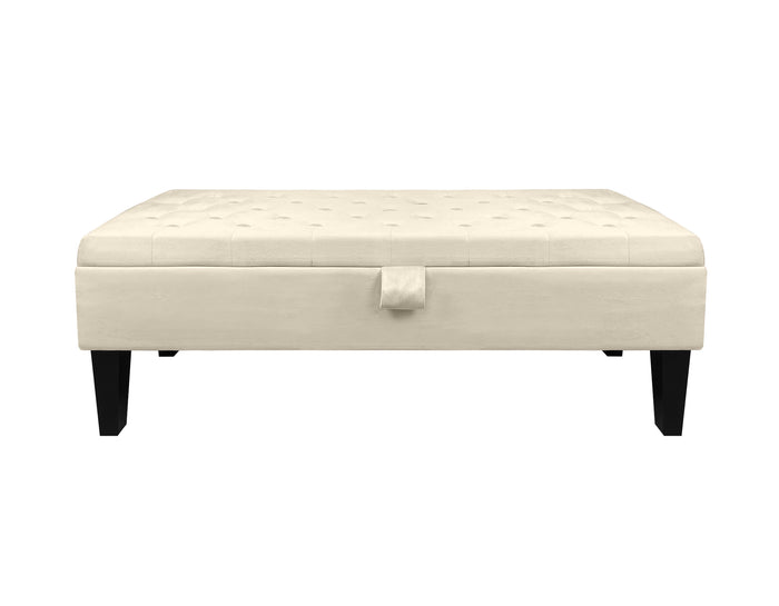 Divanetto In Velluto Panca Contenitore Pouf PortaOggetti Panca Sgabello A Pie Di Letto Cassapanca Ingresso Legno Massello Panchina - Crema
