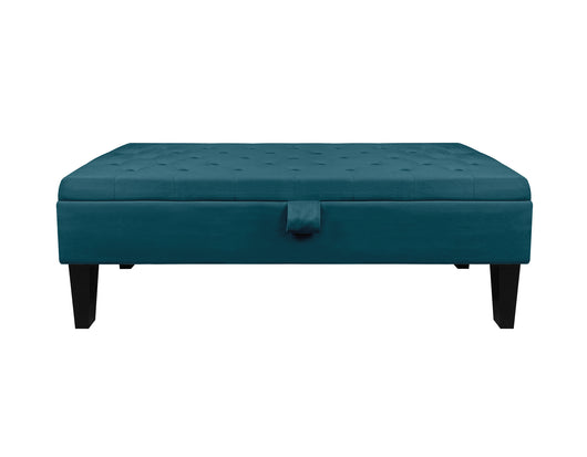 Divanetto In Velluto Panca Contenitore Pouf PortaOggetti Panca Sgabello A Pie Di Letto Cassapanca Ingresso Legno Massello Panchina - Petrolio