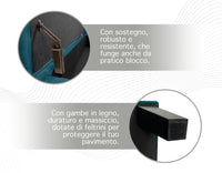 Divanetto In Velluto Panca Contenitore Pouf PortaOggetti Panca Sgabello A Pie Di Letto Cassapanca Ingresso Legno Massello Panchina - Petrolio