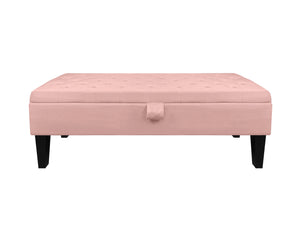 Divanetto In Velluto Panca Contenitore Pouf PortaOggetti Panca Sgabello A Pie Di Letto Cassapanca Ingresso Legno Massello Panchina - Rosa