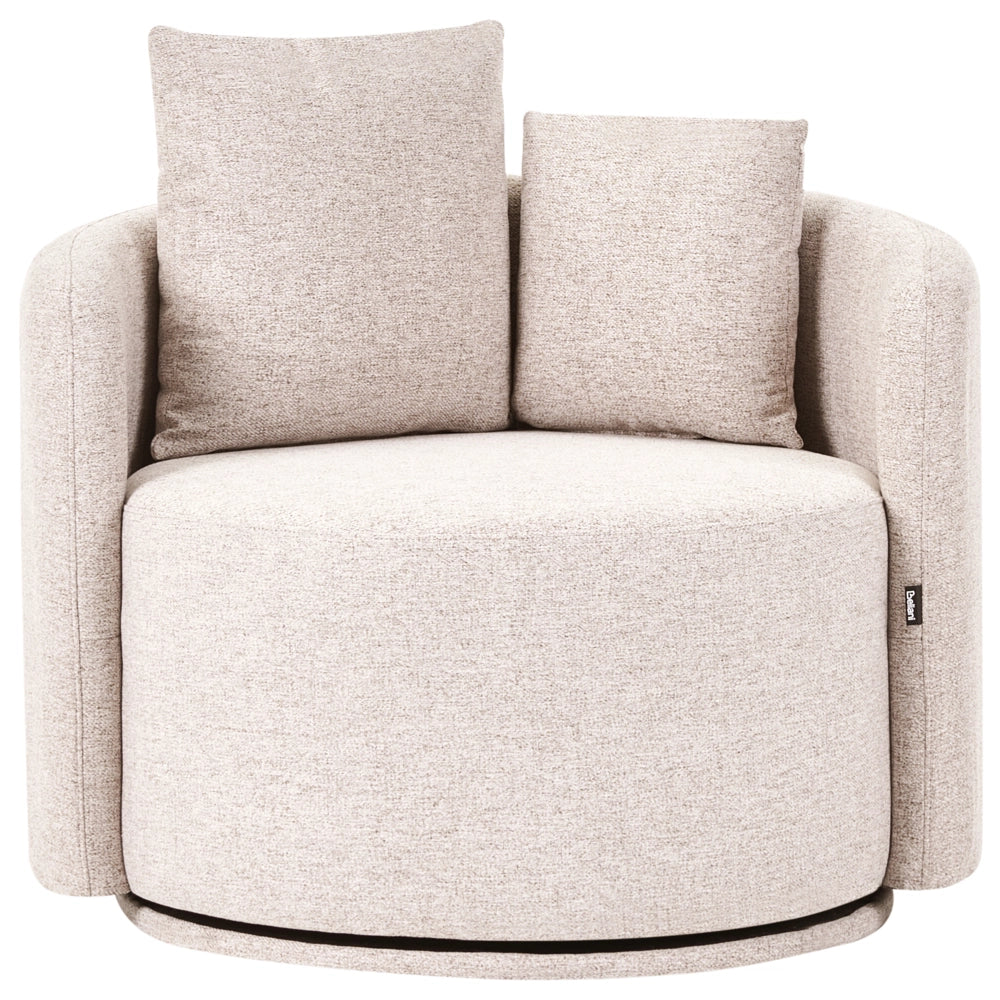 Poltrona girevole con 2 cuscini rivestimento in tessuto schienale arrotondato per soggiorno beige