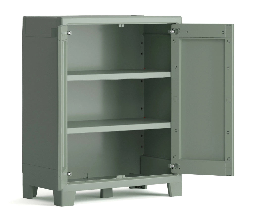 Armadio da Giardino 2 Ripiani 80x44x100 cm Keter Planet Outdoor Basso Grigio e Verde