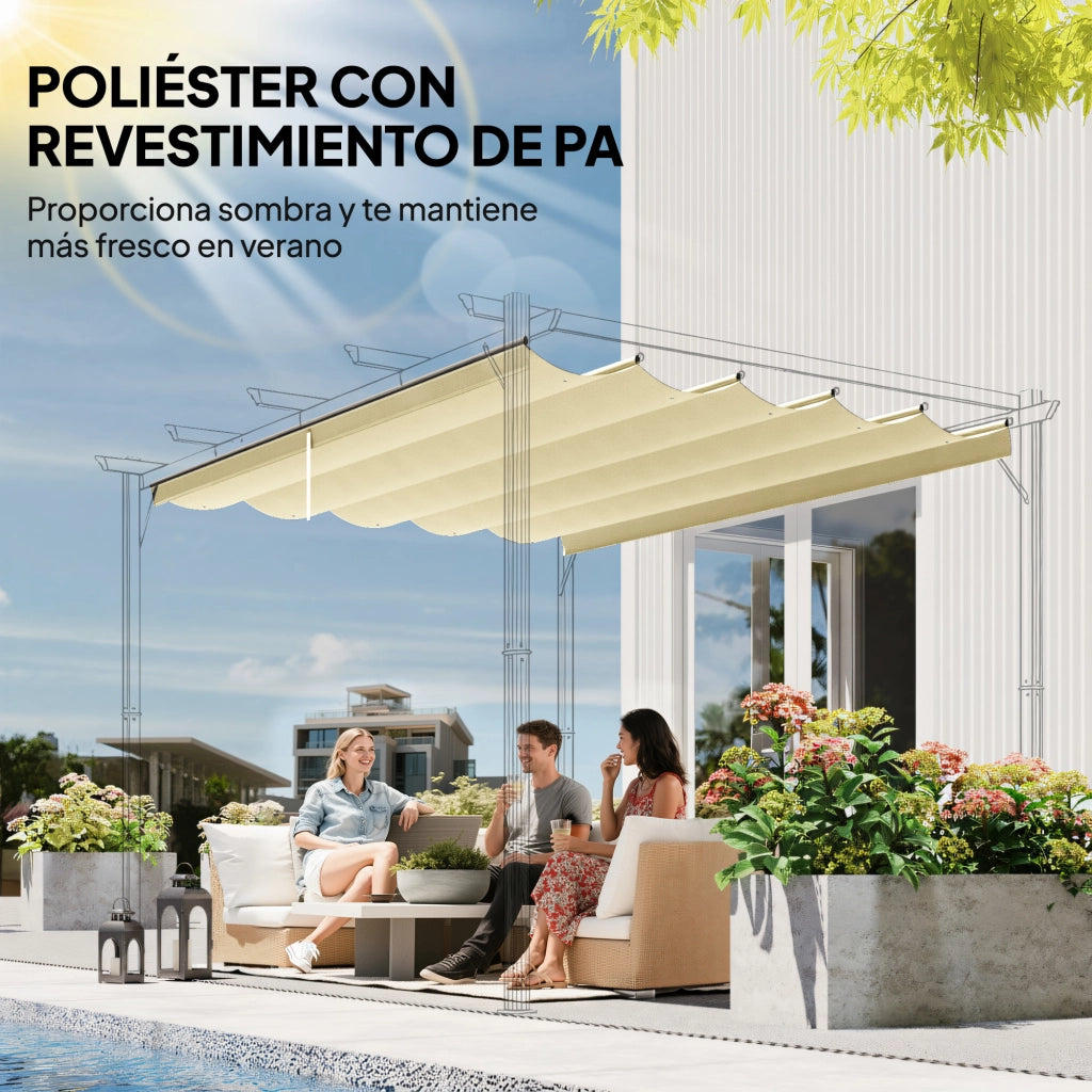 Copertura per Pergola 3.5x2.6m Tenda Retrattile ¨C zephmum ¨C Crema