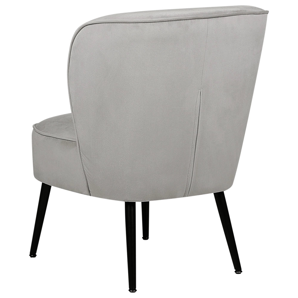 Poltrona Grigio Chiaro Velluto senza braccioli Sedia senza braccioli capitonnè Verticale Gambe In Legno