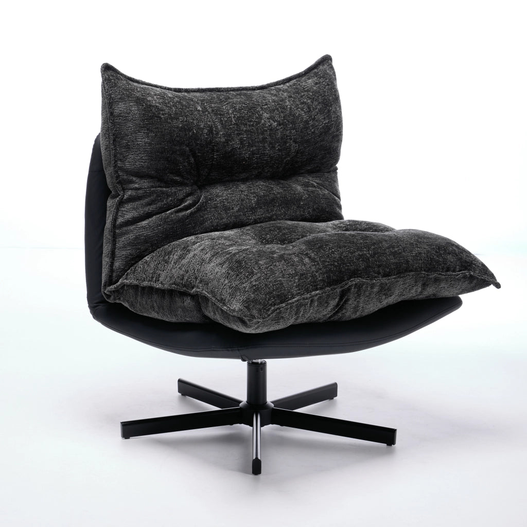 Poltrona Relax Girevole Reclinabile ¨C Xylo ¨C Similpelle e Chenille, Grigio Scuro