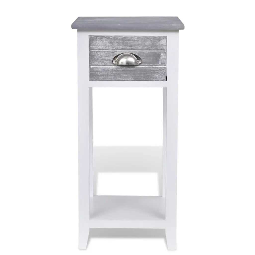 Comodino con 1 Cassetto Grigio e Bianco 242038