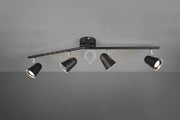 TOULOUSE BARRA 4 SPOTS LED 14W 1600lm, 3000K NERO SATINATO CON BORDO CROMATO L. 78CM