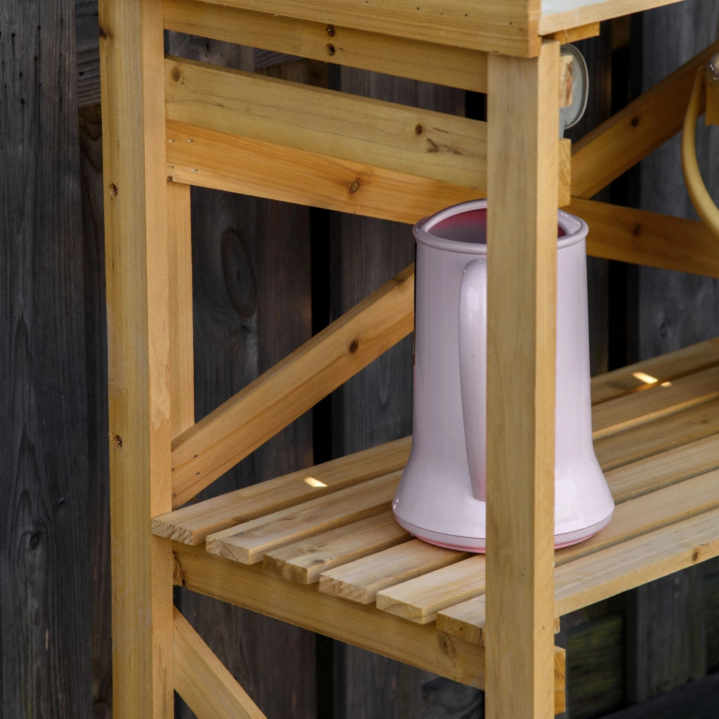 Tavolo da giardino per piante con ripiano ¨C zephmum ¨C legno marrone chiaro 80x40x84 cm