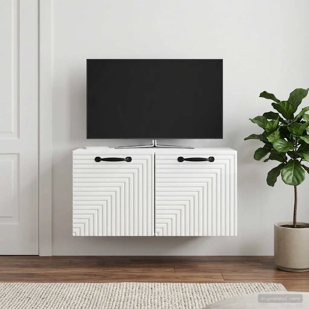 Mobile Porta TV da Muro Bianco Lucido 59,5 x 41 x 30 cm 898679