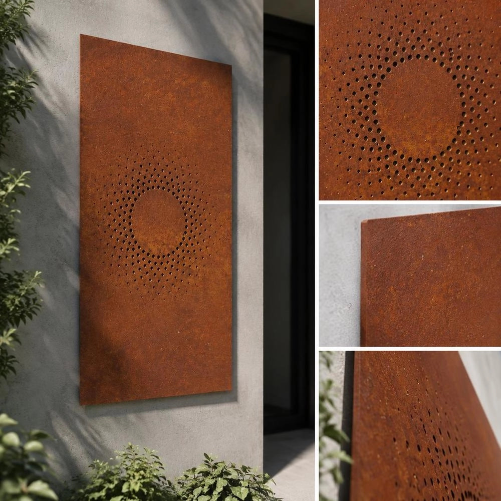 Garden Wall Decoration 105x55 Cm Corten Steel Sun Design