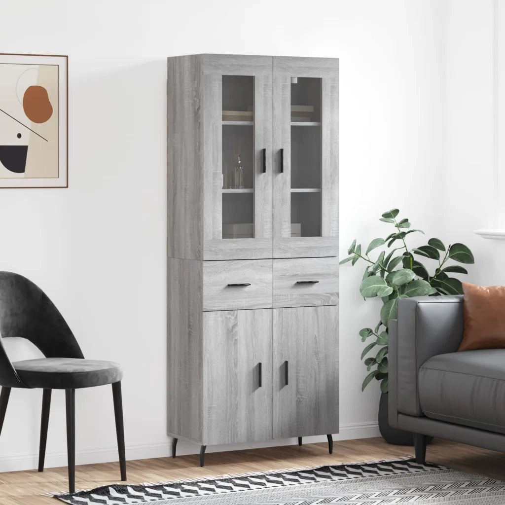 Credenza-Buffet-Armadio da cucina Grigio Sonoma 69,5x34x180 cm in Legno Multistrato 372092