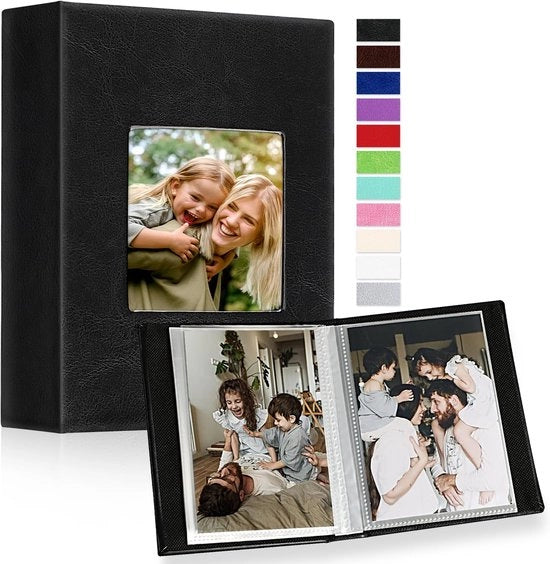Album fotografico mini 10x15 cm - nero - tessuto in pelle - 100 copertine