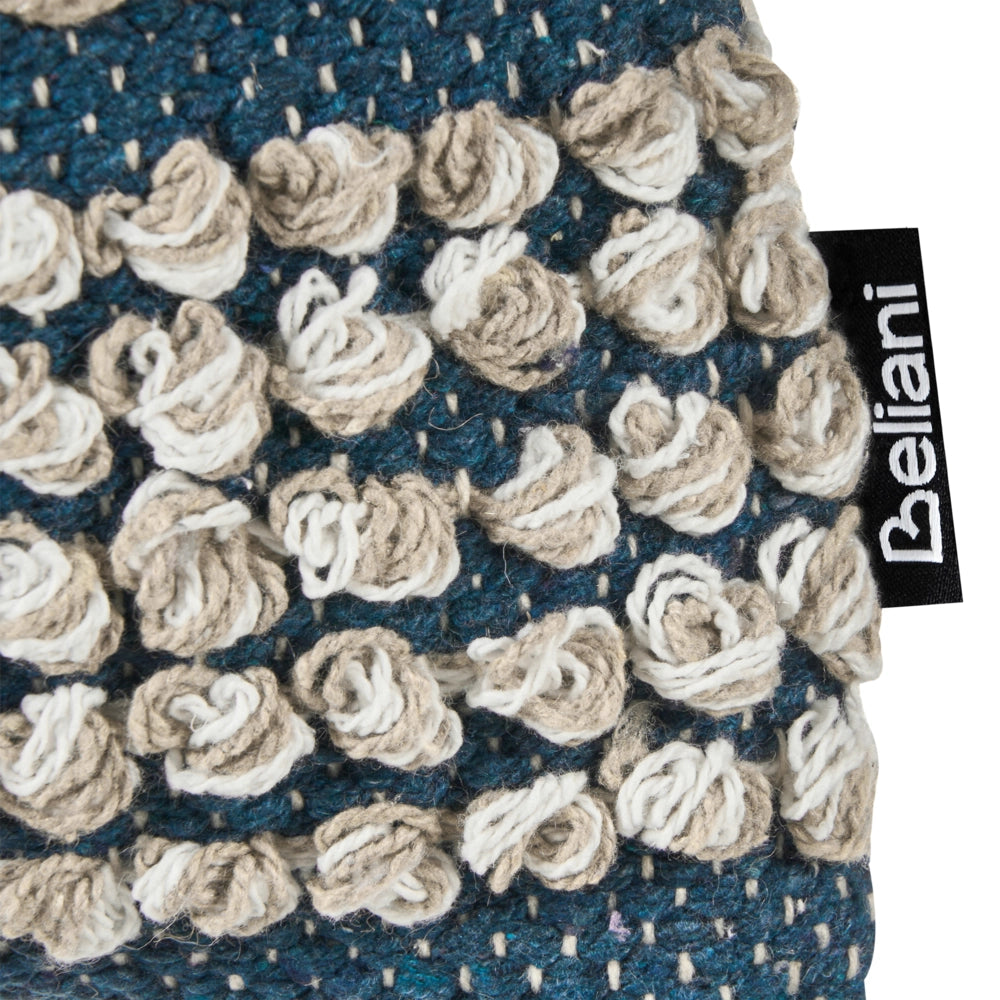 Set di 2 cuscini decorativi beige e blu in cotone 45 x 45 cm Modello geometrico fatto a mano fodera rimovibile con imbottitura stile boho