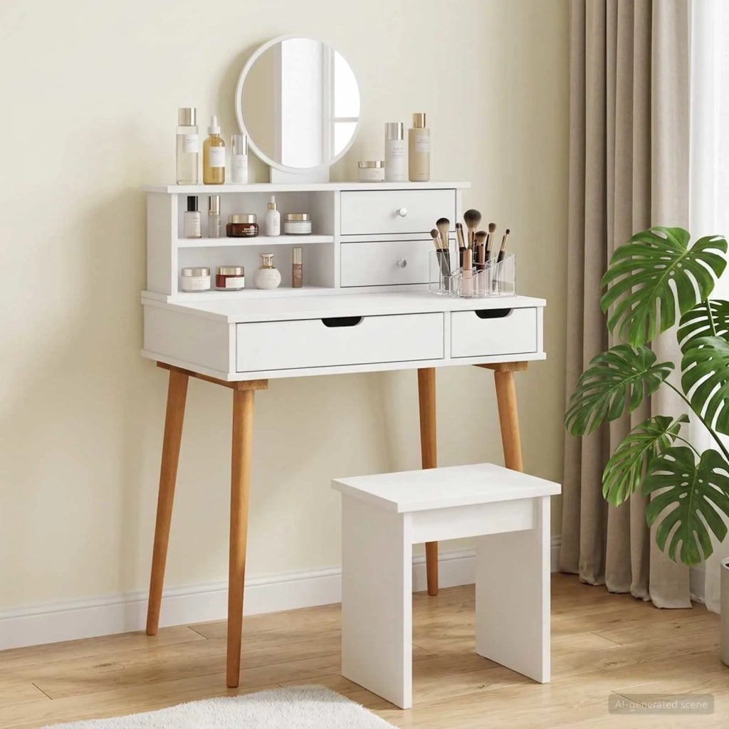 Set Tavolo da Trucco FAUSKE 2 pcs Bianco 76 x 50 x 103,5 cm 3438571