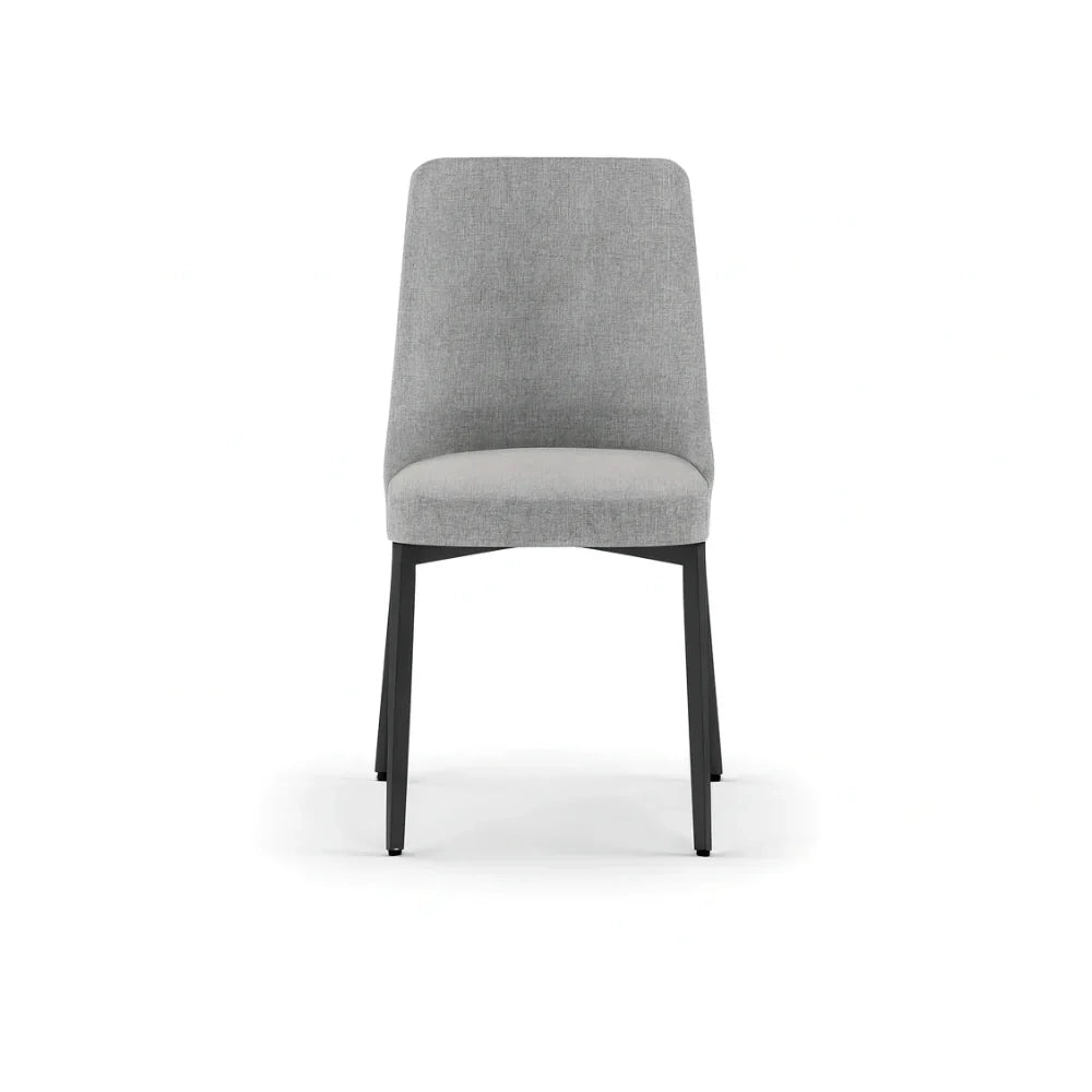 Set di 4 sedie da pranzo imbottite in tessuto grigio chiaro Charm con struttura in metallo facili da pulire | Duzzle