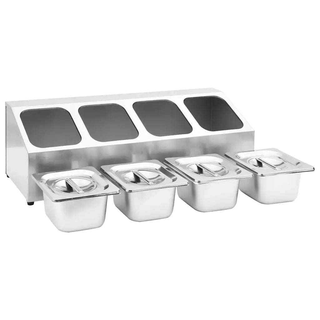 Supporto Gastronorm con 4 Contenitori GN 1/6 in Acciaio Inox 51221