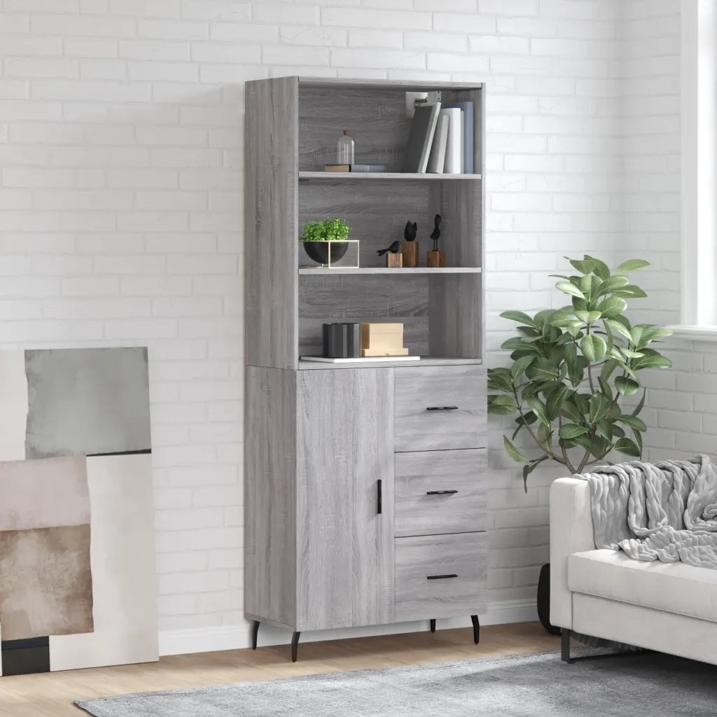 Credenza | Madia | Buffet da pranzo | Armadio da pranzo Grigio Sonoma 69,5x34x180 cm in Legno Multistrato