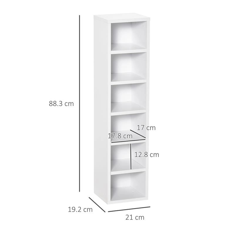 LIBRERIA SCAFFALE PORTA CD SET 2 PEZZI A 12 RIPIANI IN LEGNO 21X19.2X88.3 CM BIANCO