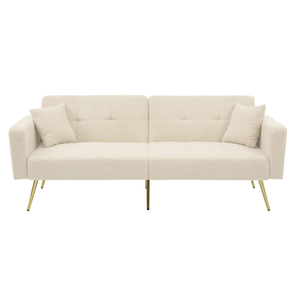 Divano Letto con Contenitore Laterale e Cuscini ¨C MINIMAL ¨C Gambe Dorate, Angolo Regolabile