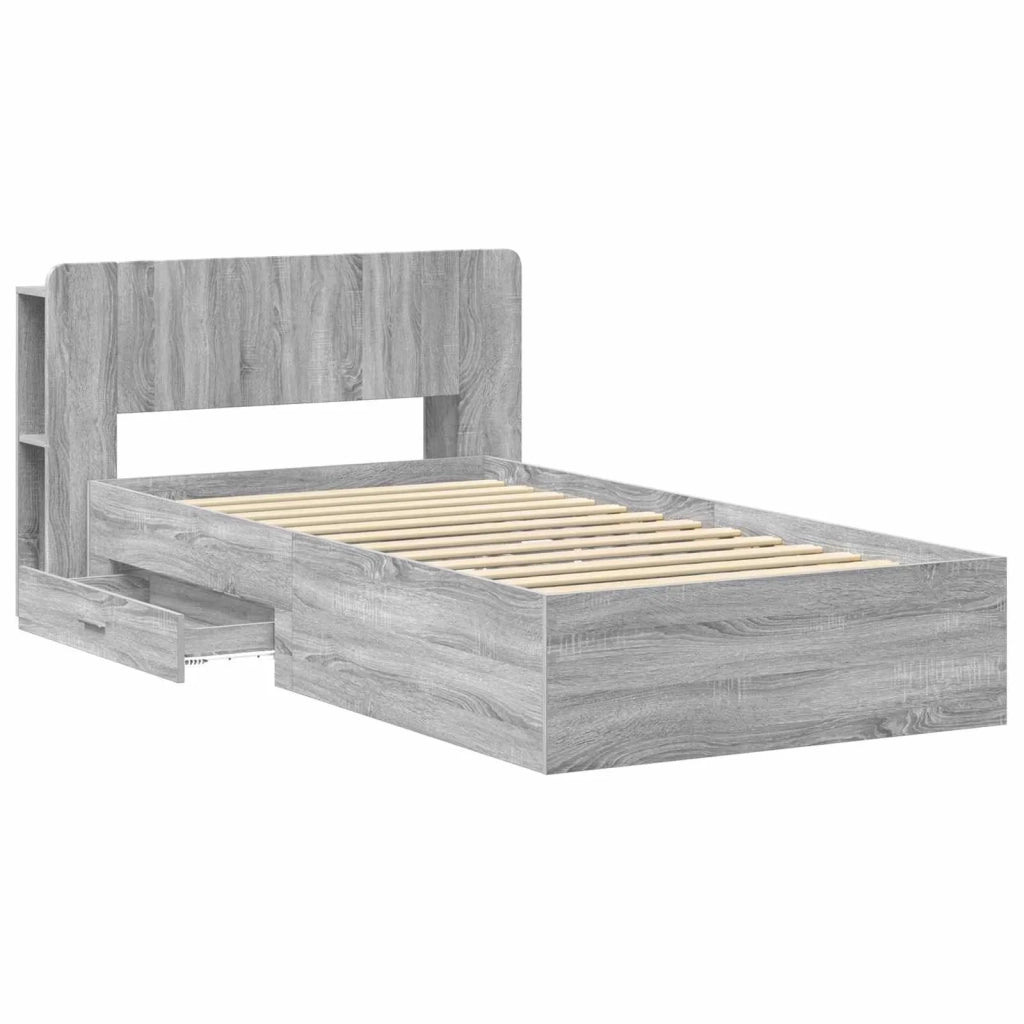 Telaio del letto con storage Sonoma grigio 100 x 200 cm