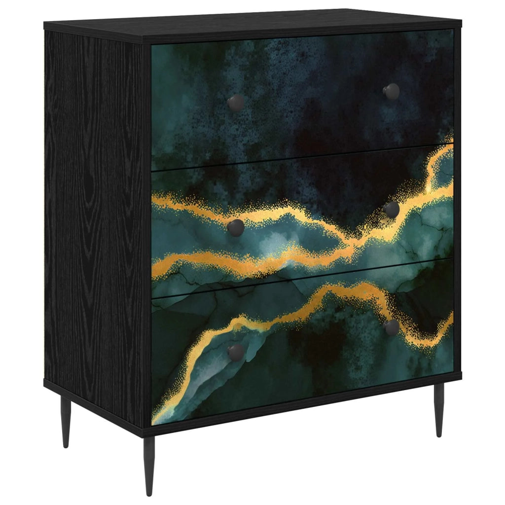 Cassettiera WIJHE Stampa in marmo turchese 66 x 36,5 x 76 cm 8007374