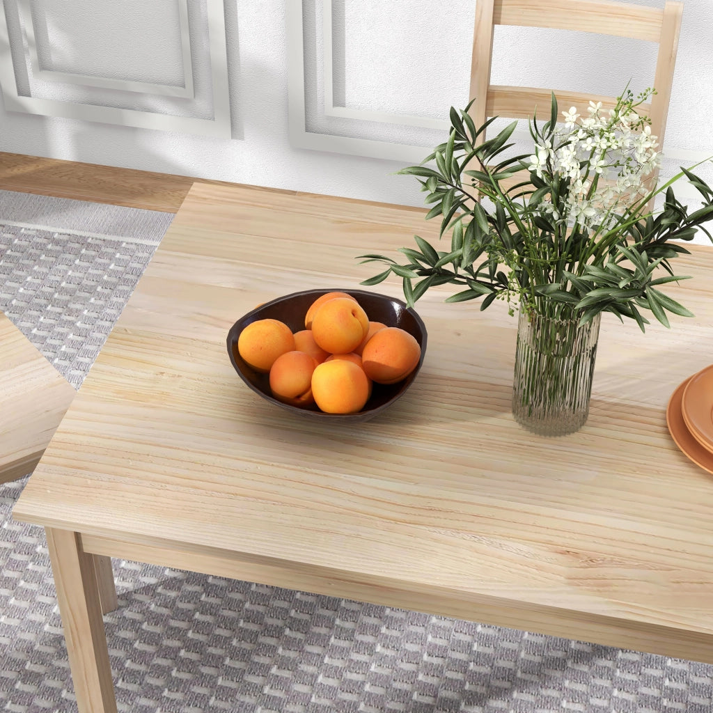 Set pranzo 5 pezzi con tavolo e 4 sedie in legno massiccio, naturale, salvaspazio