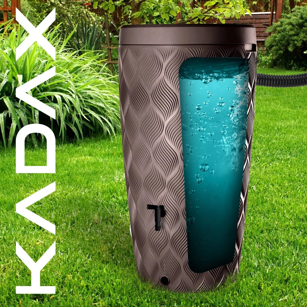 Serbatoio per acqua piovana KADAX da 240 litri, contenitore per acqua con rubinetto e supporto per vaso di fiori