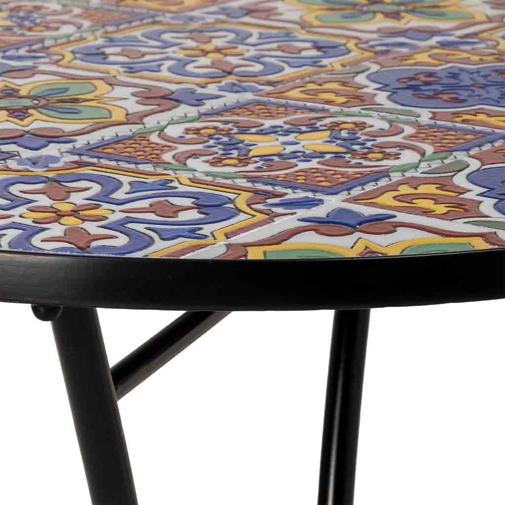 Tavolo e 2 sedie, metallo Blu, 60x60x75h cm, 38x46x90h cm