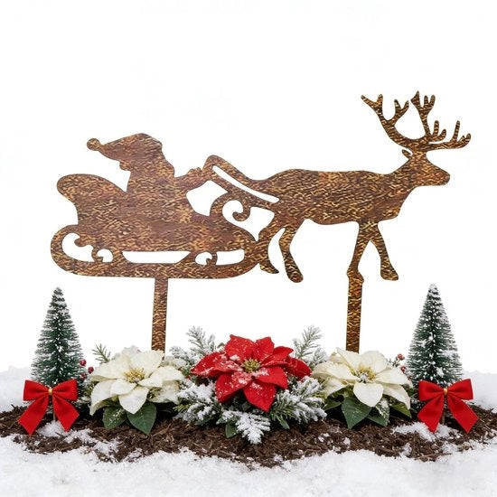 Decorazione di Natale per Esterno - Sled per Decorazione di Natale - Decorazione di Natale per Giardino - Decorazione di Natale in Acciaio - Crea un'Atmosfera Festiva - per Vasi e Cesti di Fiori 

Modello: Kerstman Slede