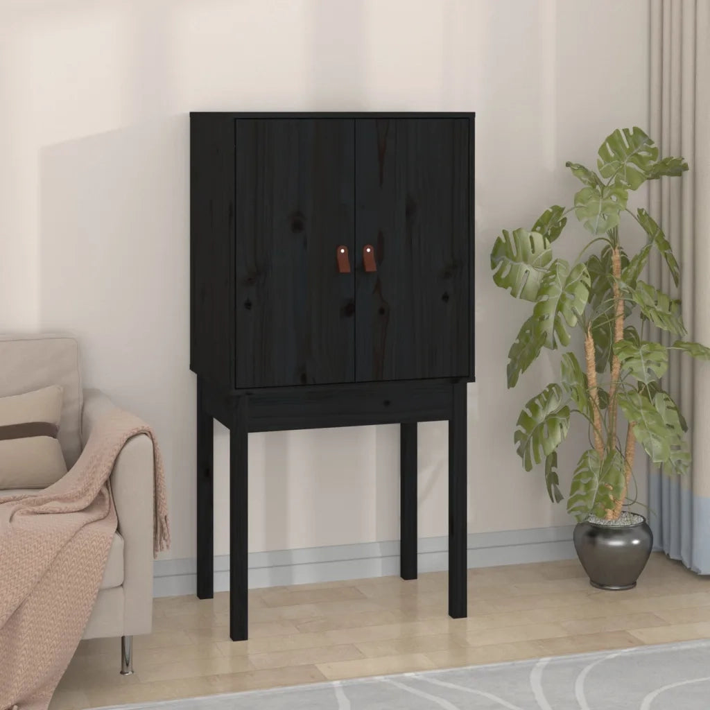 Credenza Nera 60x40x120 cm in Legno Massello di Pino 821748