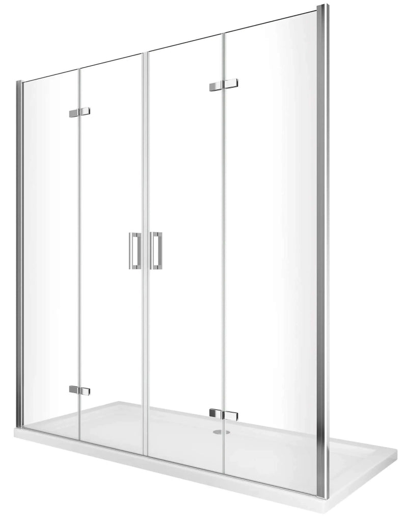 Porta Parete Doccia 130 cm 2 Ante a Libro in Cristallo Trasparente 6mm H190