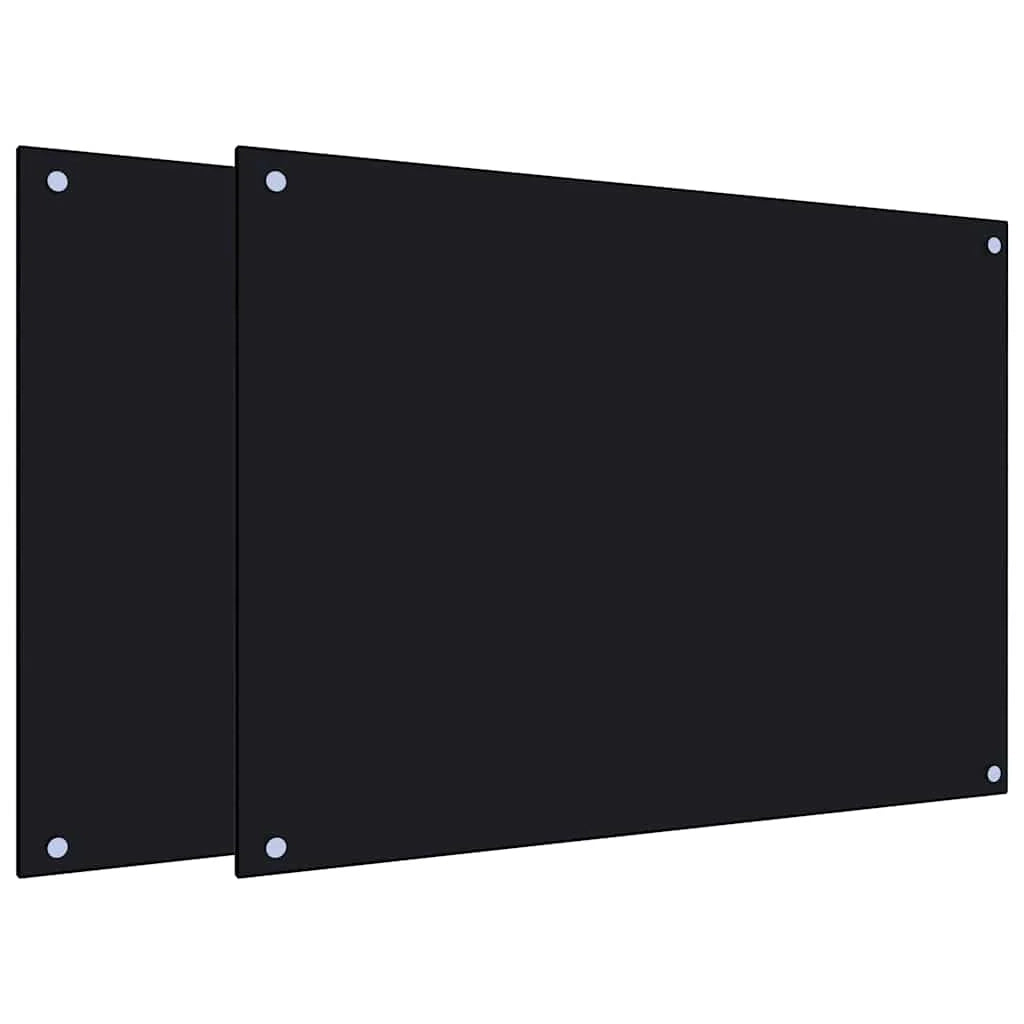 Set di 2 paraschizzi per cucina 80 x 60 cm design moderno vetro temperato nero paraschizzi 02_0055743
