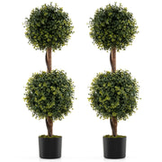 Muschio naturale e vaso stabile riempito di cemento per decorazione interna-Set di 2 alberi artificiali con tronco solido da 90 cm Verde
